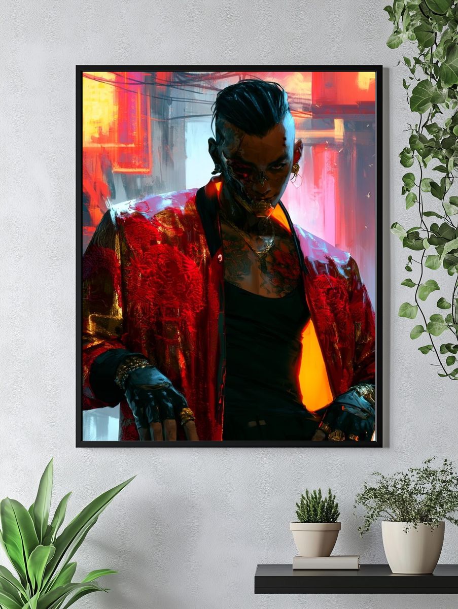 Cyberpunk Portrait Digital Art Poster. — room view 4