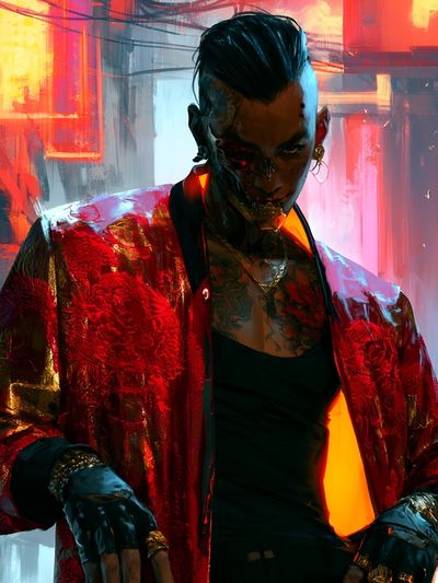 Cyberpunk Portrait Digital Art Poster.