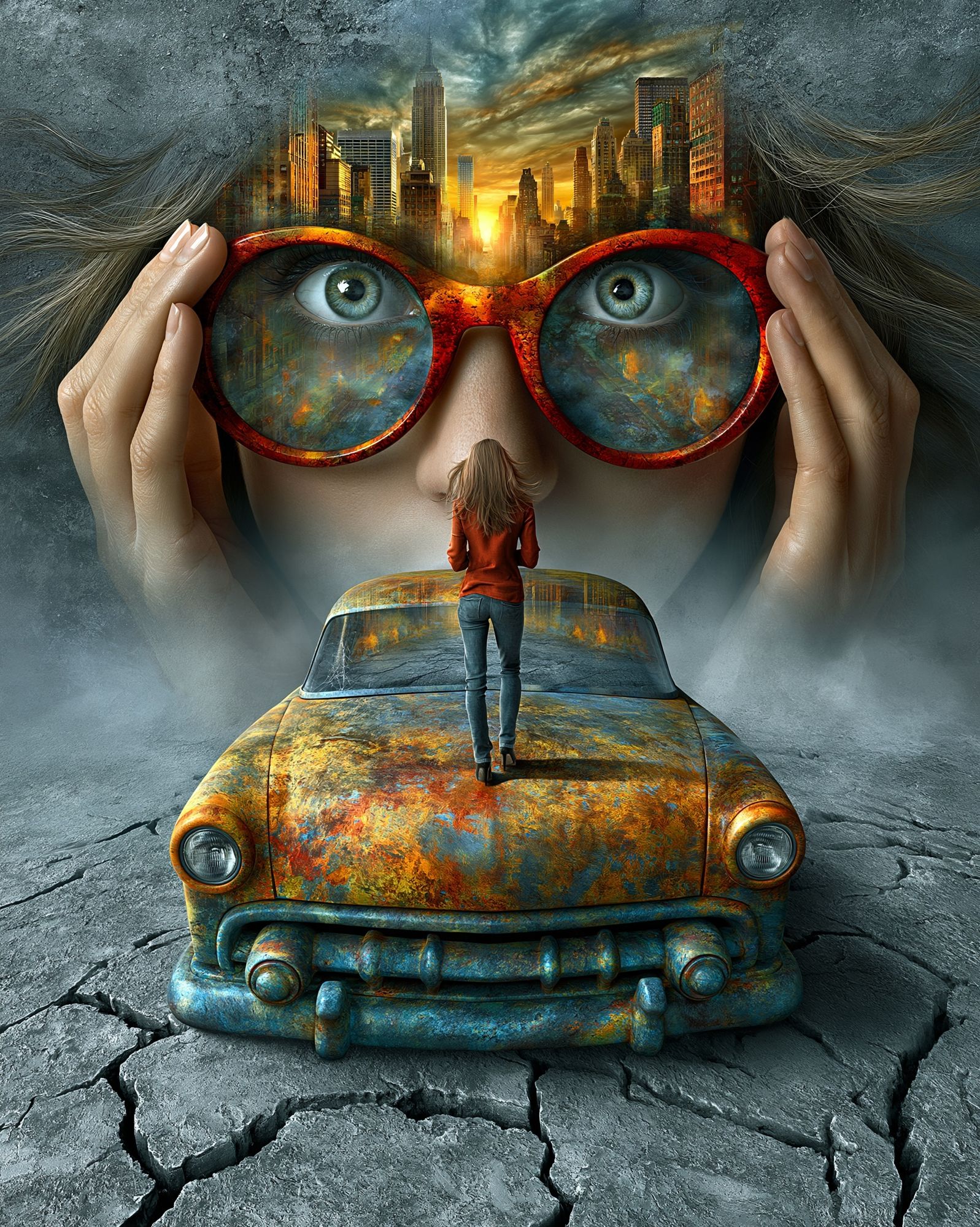 Surreal City Vision Illustration Poster. poster detail