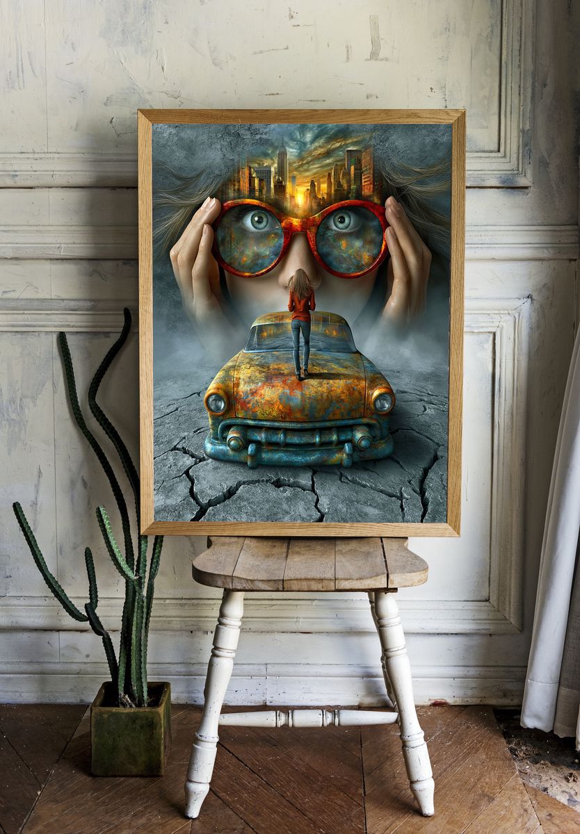 Surreal City Vision Illustration Poster. — room view 1