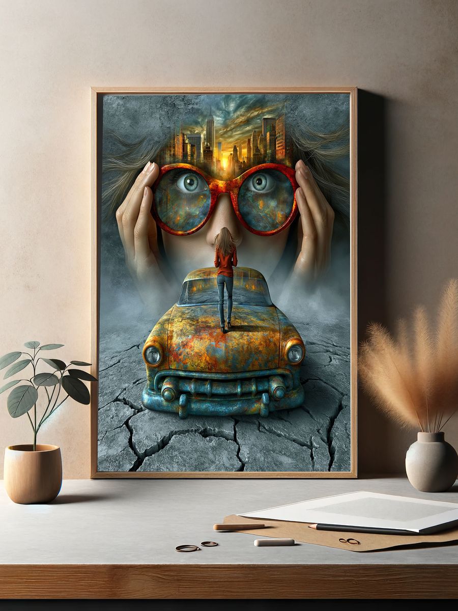 Surreal City Vision Illustration Poster. — room view 2