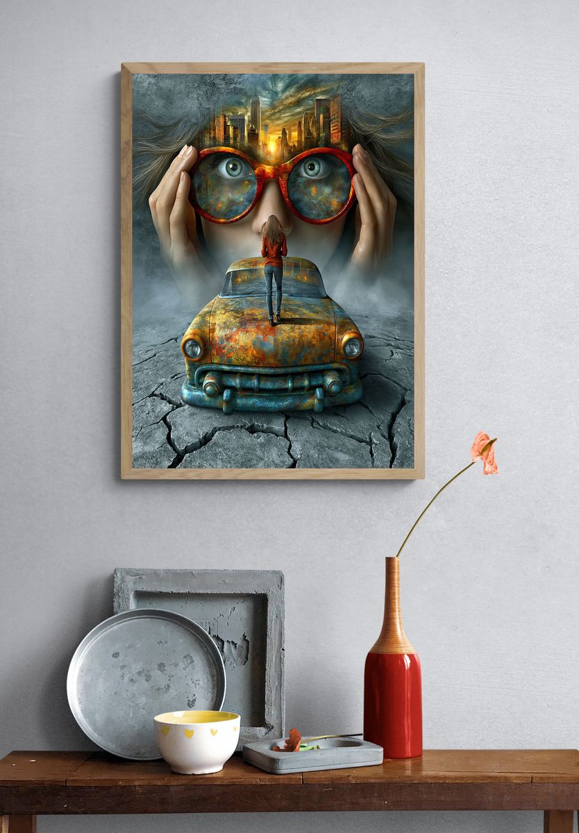 Surreal City Vision Illustration Poster. — room view 3