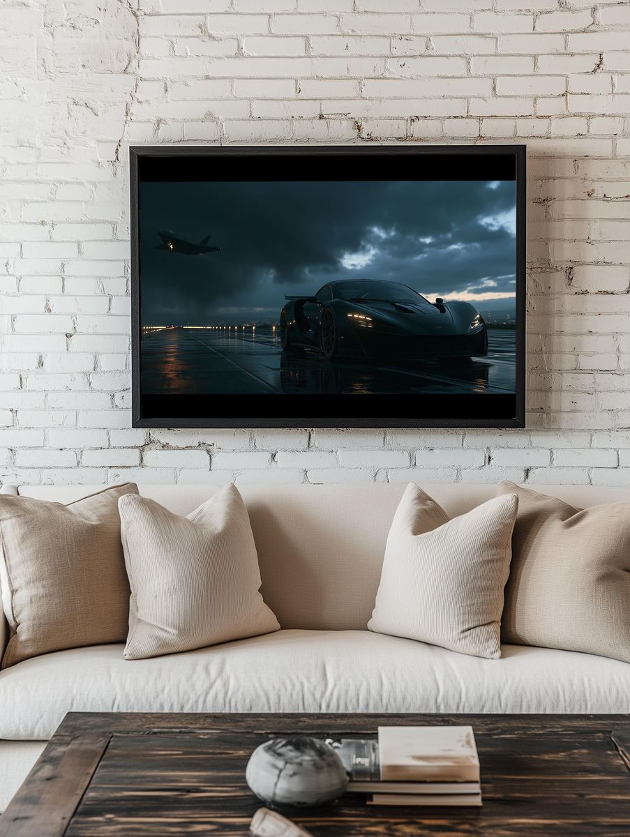 Stealth Supercar Runway Poster. — room view 1