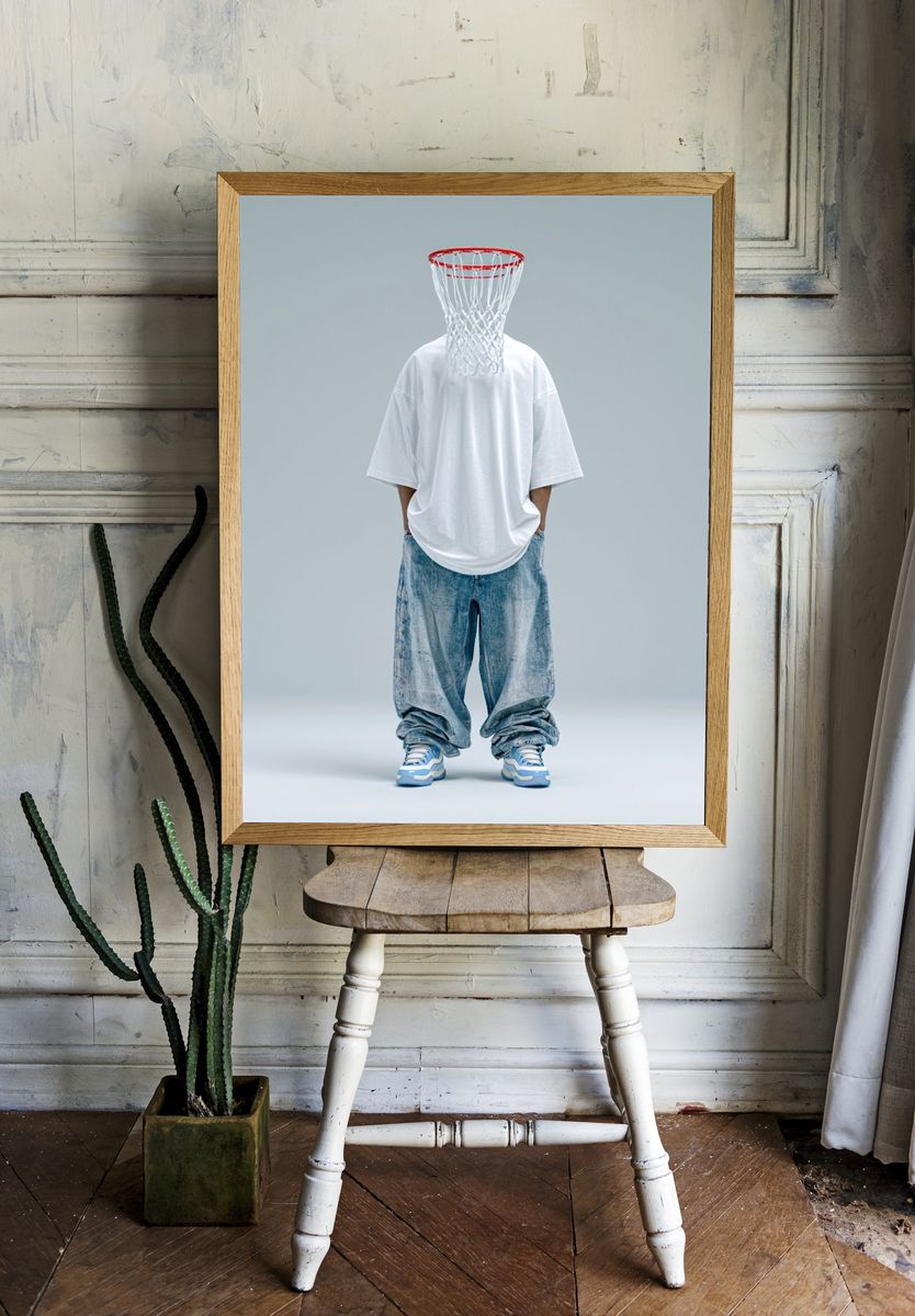 Basketball Hoop Head Fashion Poster. room preview