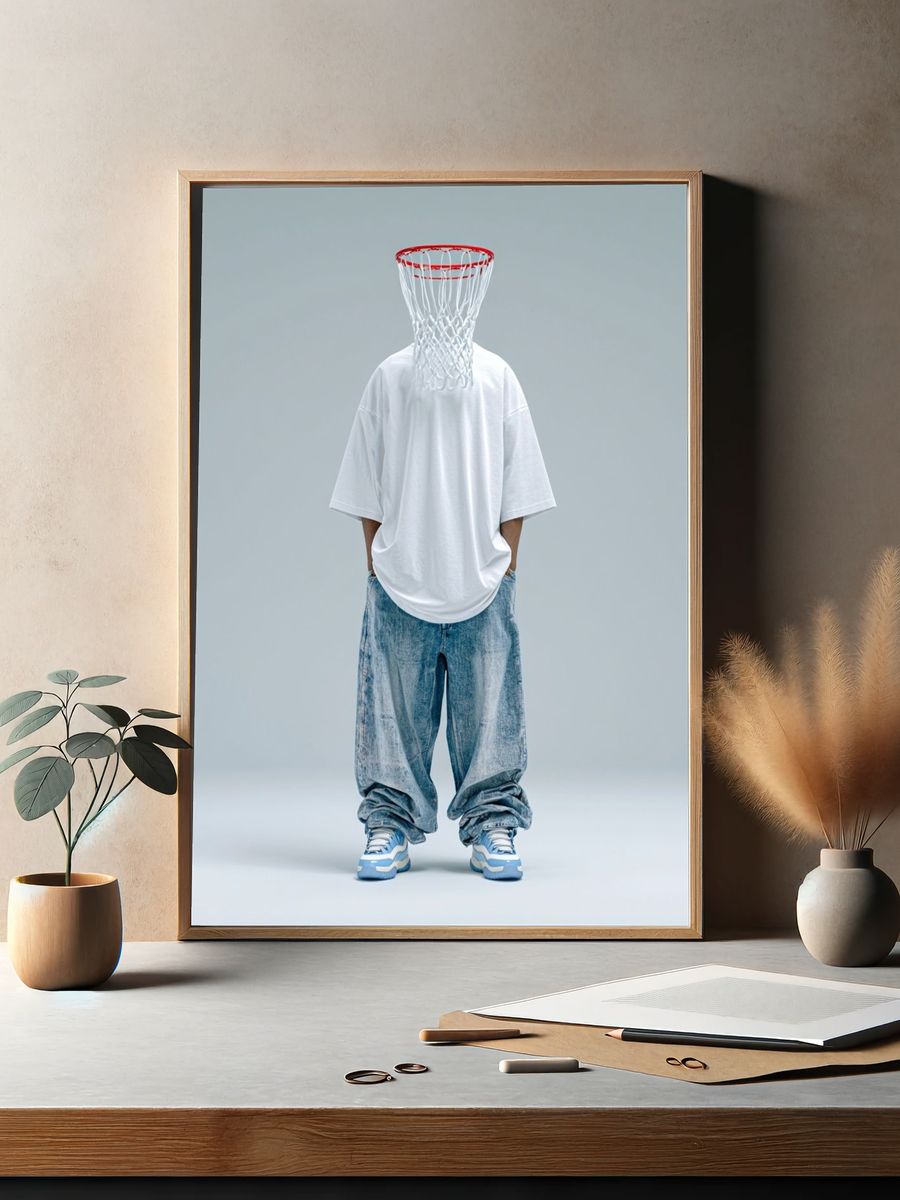 Basketball Hoop Head Fashion Poster. — room view 2