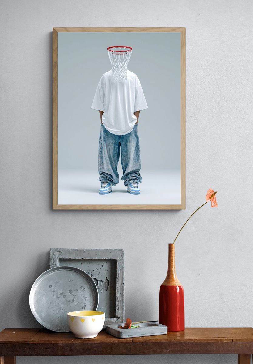 Basketball Hoop Head Fashion Poster. — room view 3
