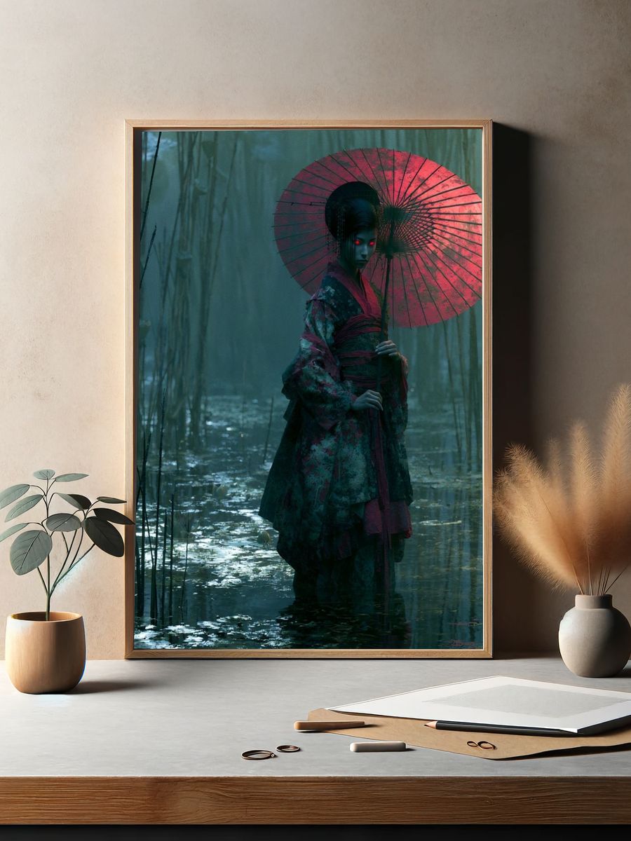Mystic Geisha in Bamboo Forest Print. — room view 2