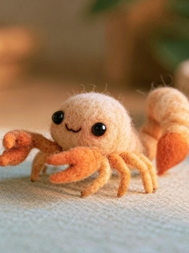 Cute Felt Crab Illustration Poster. poster detail