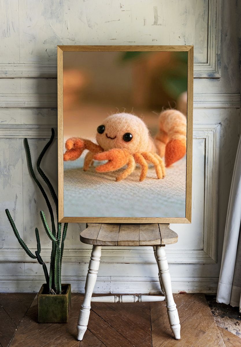 Cute Felt Crab Illustration Poster. room preview