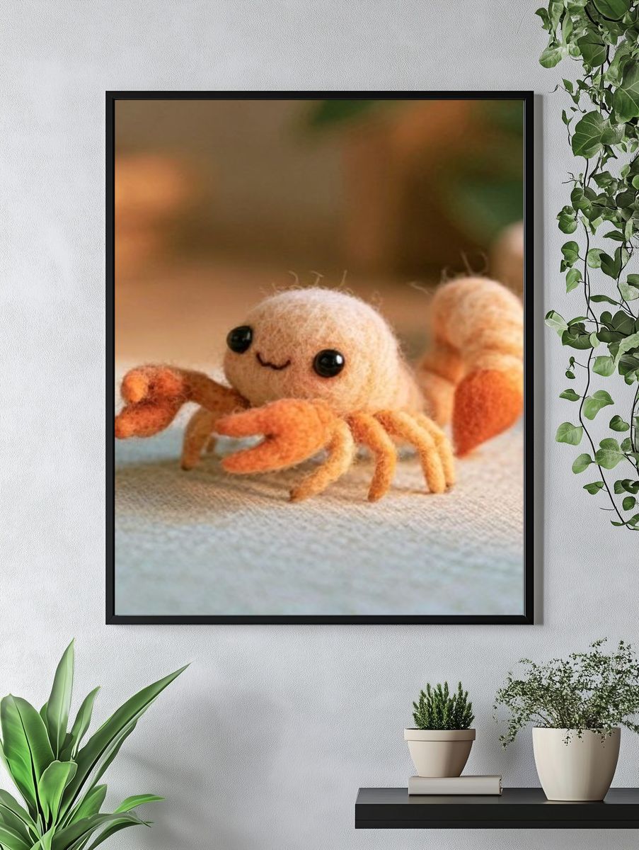 Cute Felt Crab Illustration Poster. — room view 4