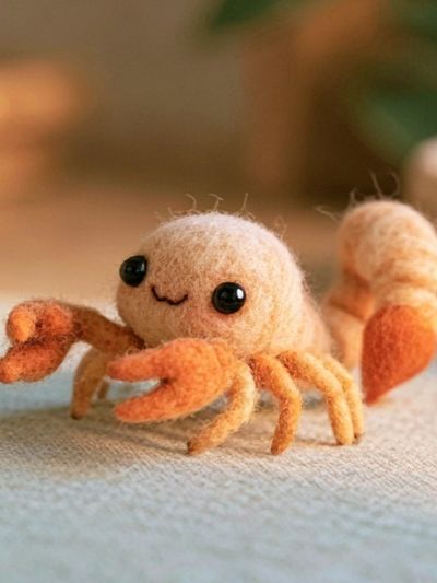Cute Felt Crab Illustration Poster.