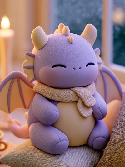 Cute Baby Dragon Illustration Poster.