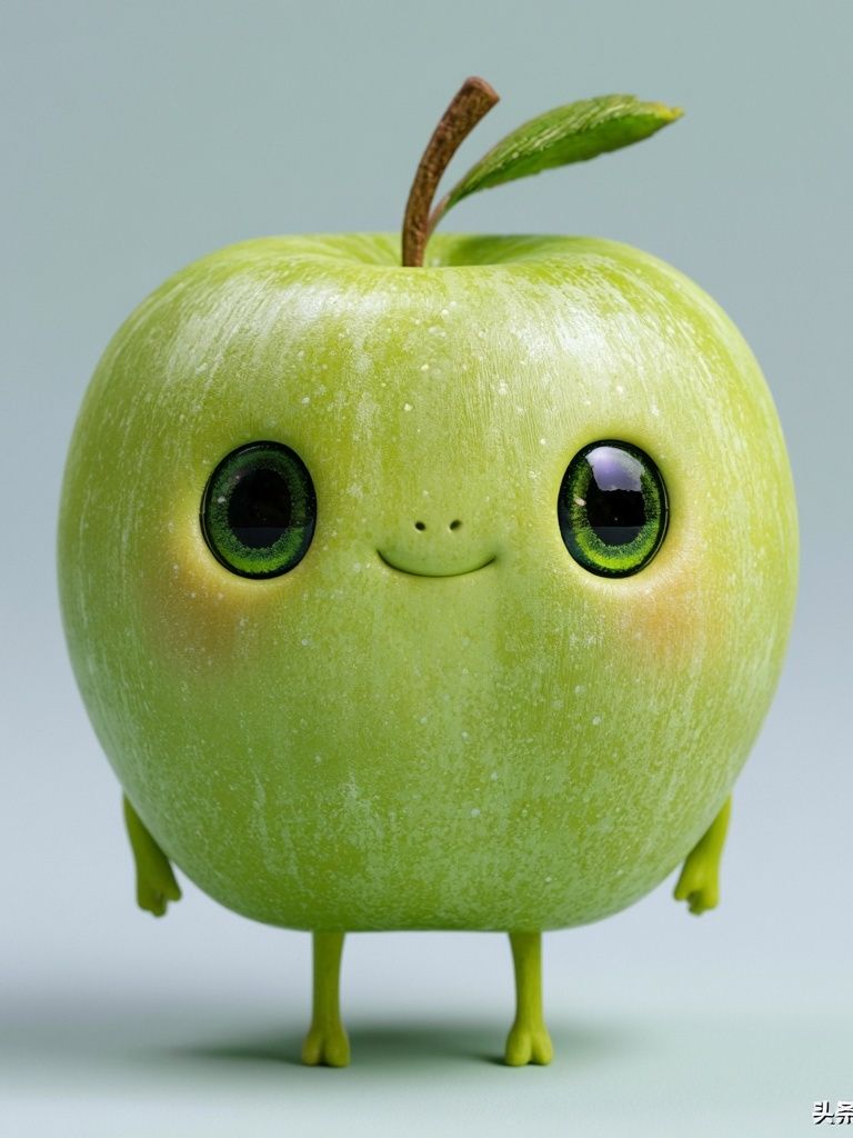 Cute Apple Character Illustration Poster. poster detail