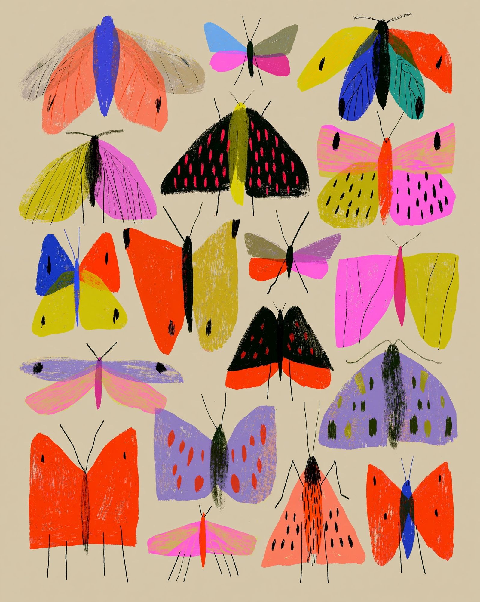 Colorful Butterflies Illustration Poster. poster detail
