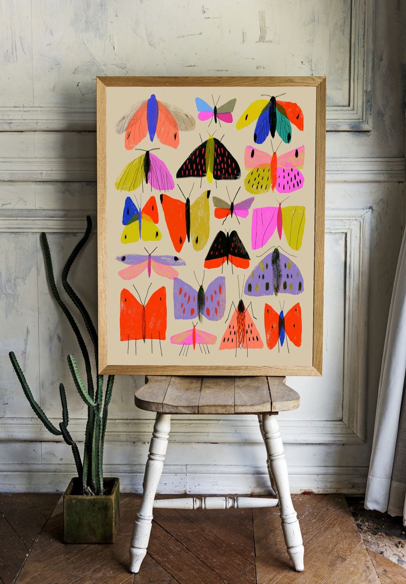 Colorful Butterflies Illustration Poster. room preview