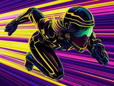 Neon Speed Runner Illustration Poster. poster print