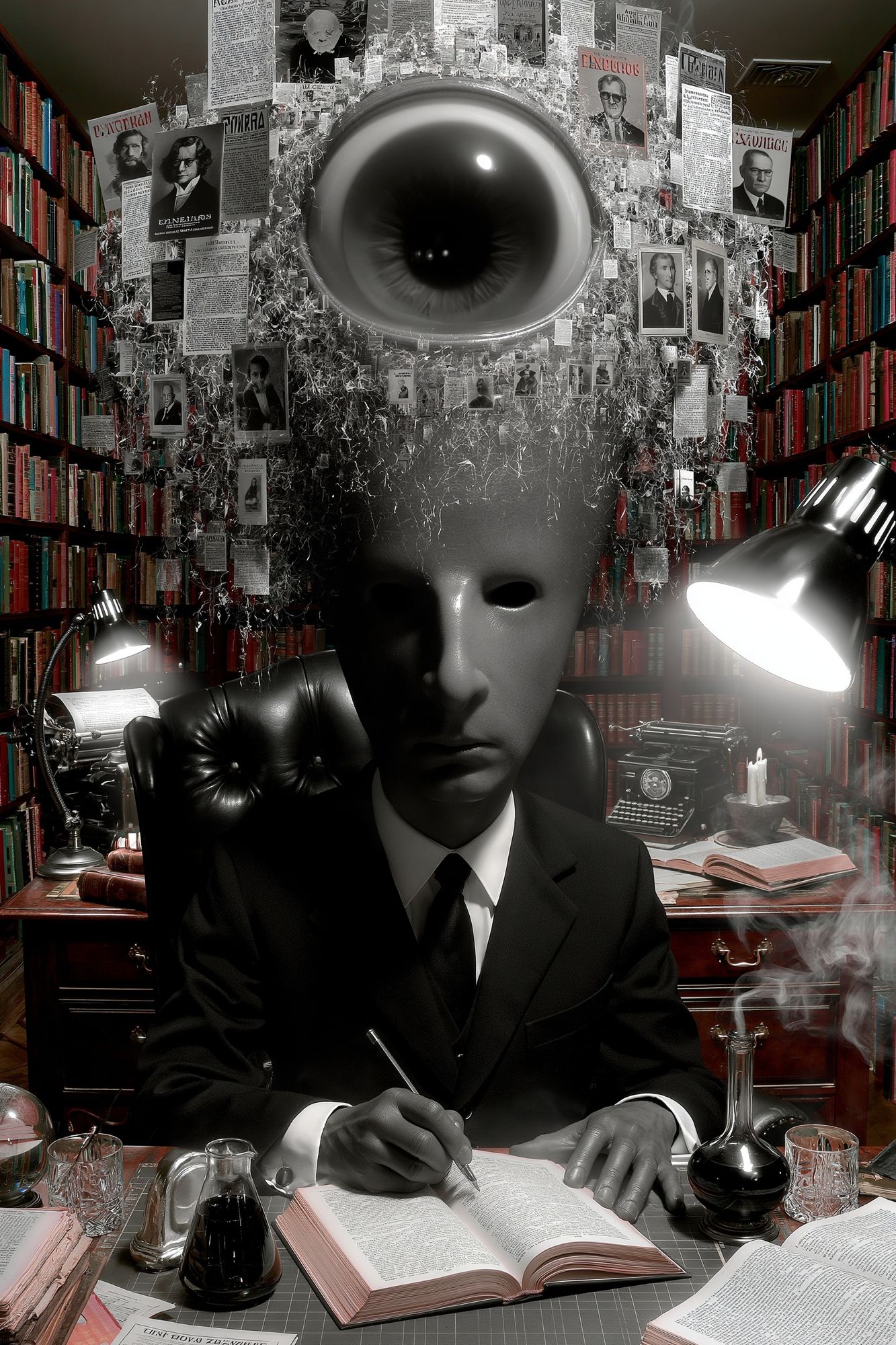 Surreal Library Eye Portrait Poster. poster — illustration art
