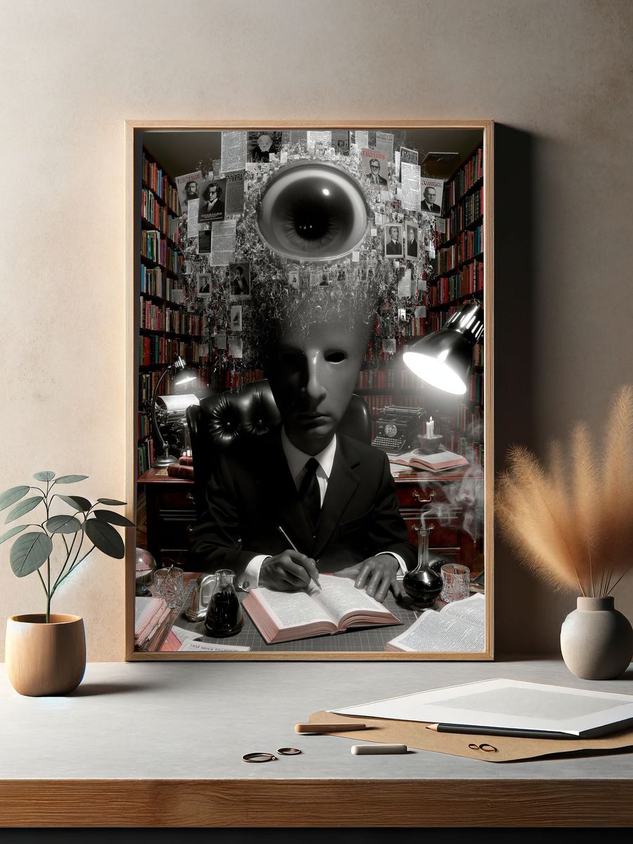 Surreal Library Eye Portrait Poster. — room view 2