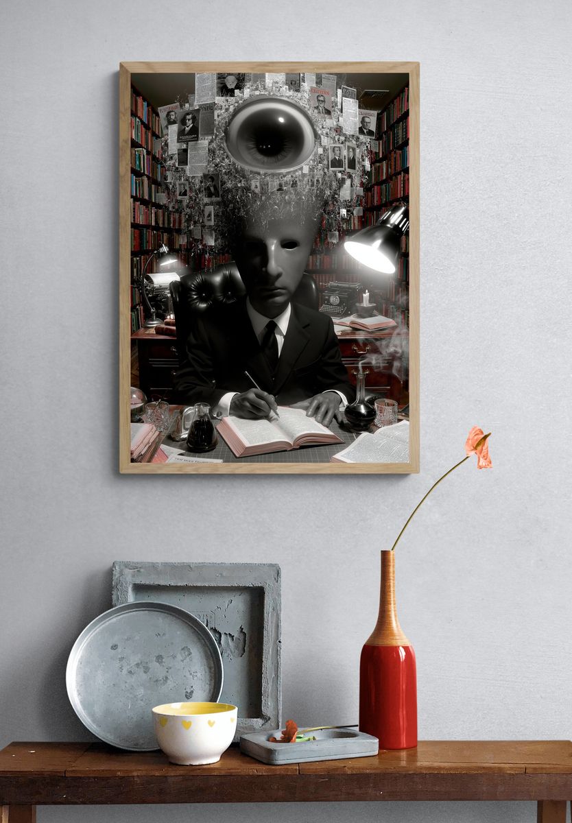Surreal Library Eye Portrait Poster. — room view 3