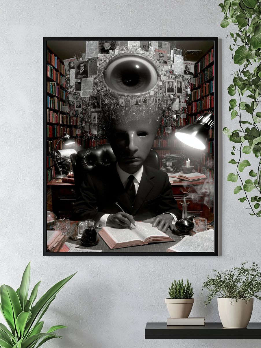 Surreal Library Eye Portrait Poster. — room view 4