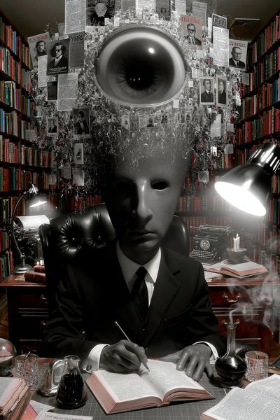 Surreal Library Eye Portrait Poster. poster