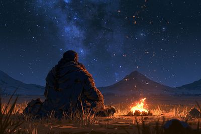 Starlit Campfire Nightscape Poster.