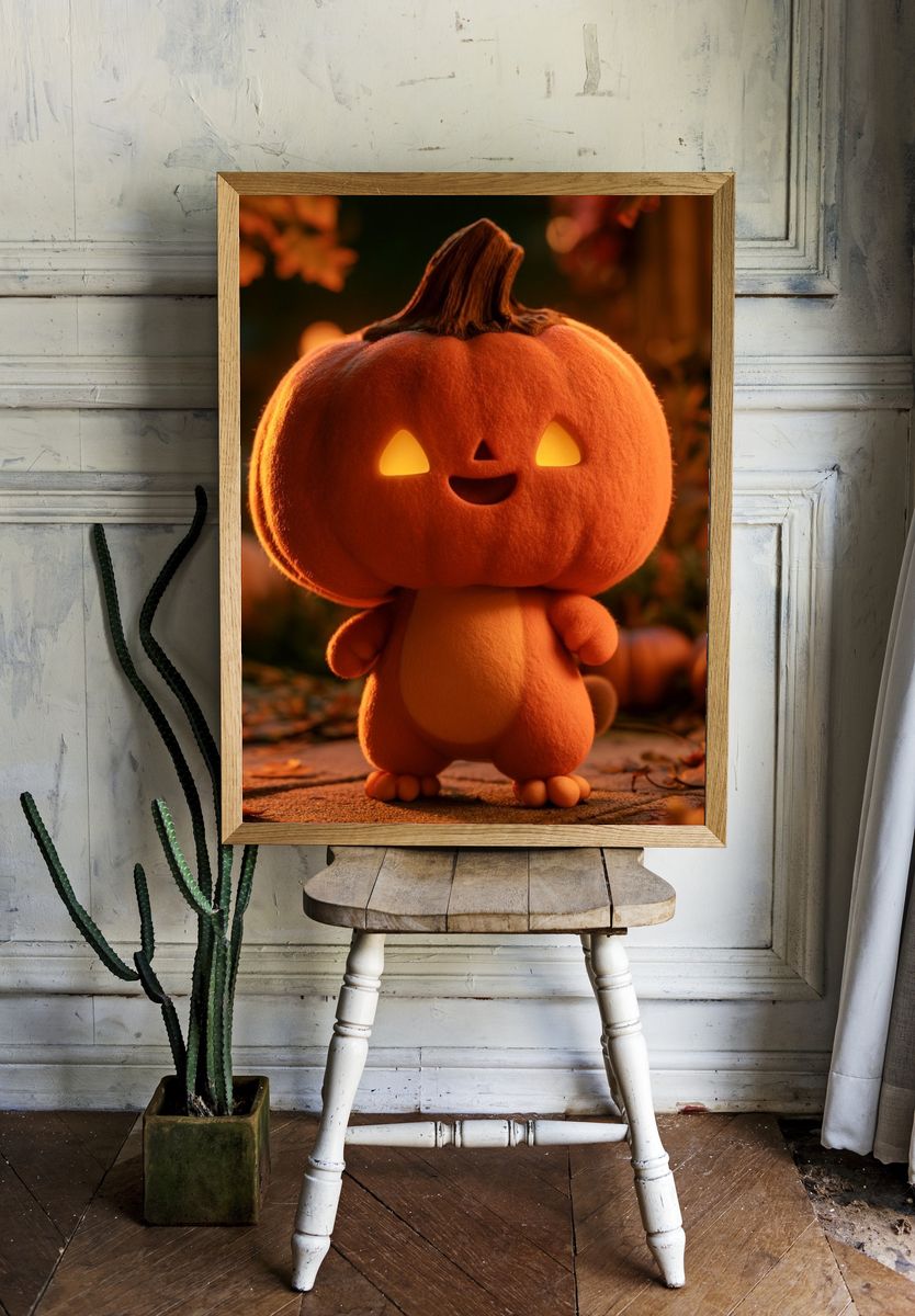 Cute Pumpkin Character Illustration Poster. room preview