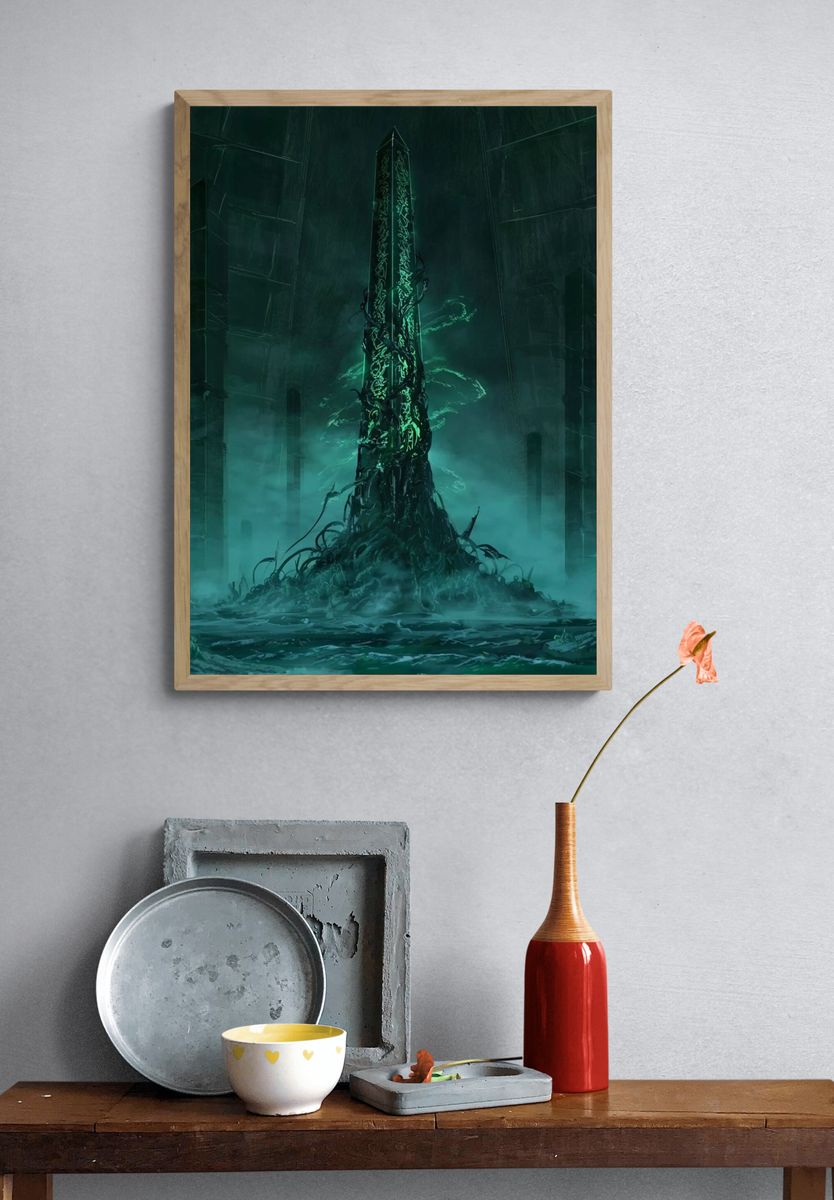 Mystic Obelisk Digital Art Poster. — room view 3