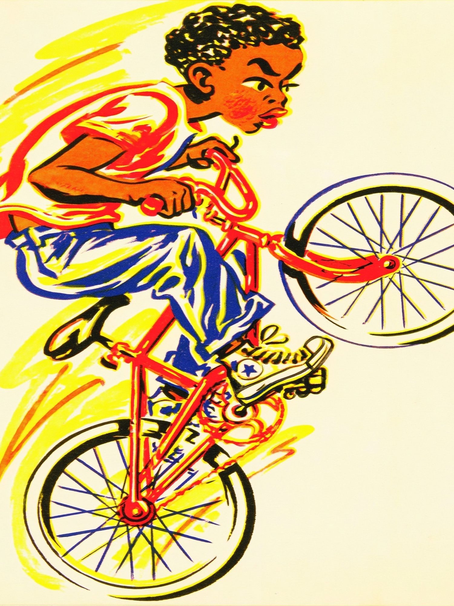 Boy on Bicycle Illustration Poster. poster — illustration art
