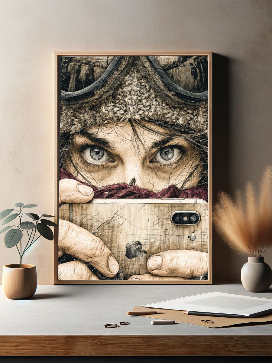 Goggles Selfie Illustration Poster. — room view 2