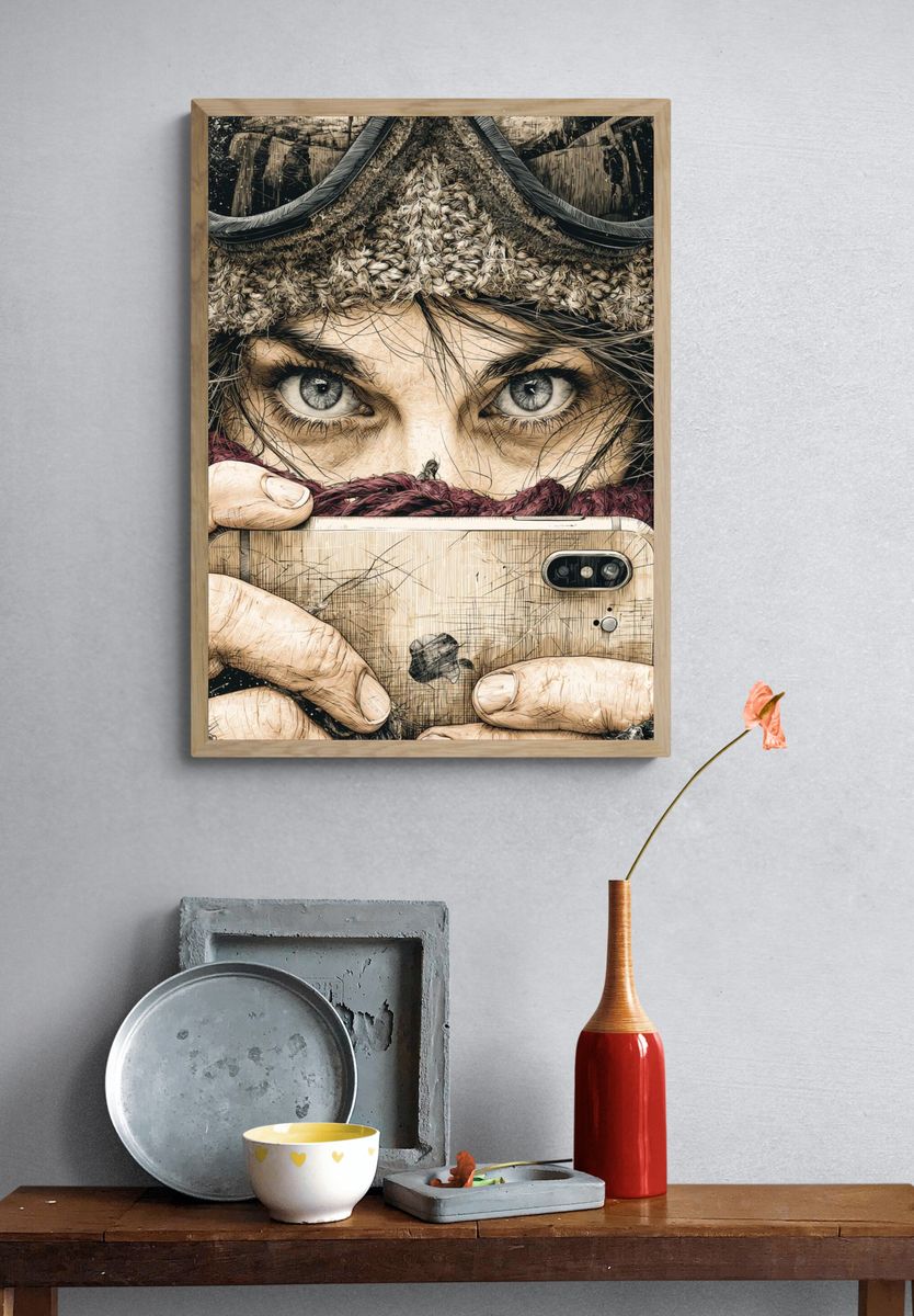 Goggles Selfie Illustration Poster. — room view 3