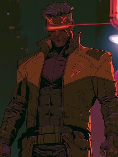 Cyberpunk Hero Portrait Poster.