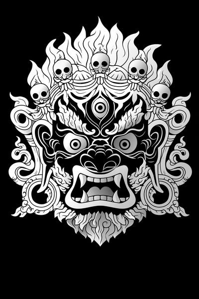Demon Mask Line Art Poster. poster