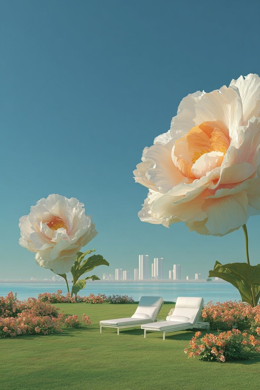 Dreamy Floral Seascape Poster. poster detail
