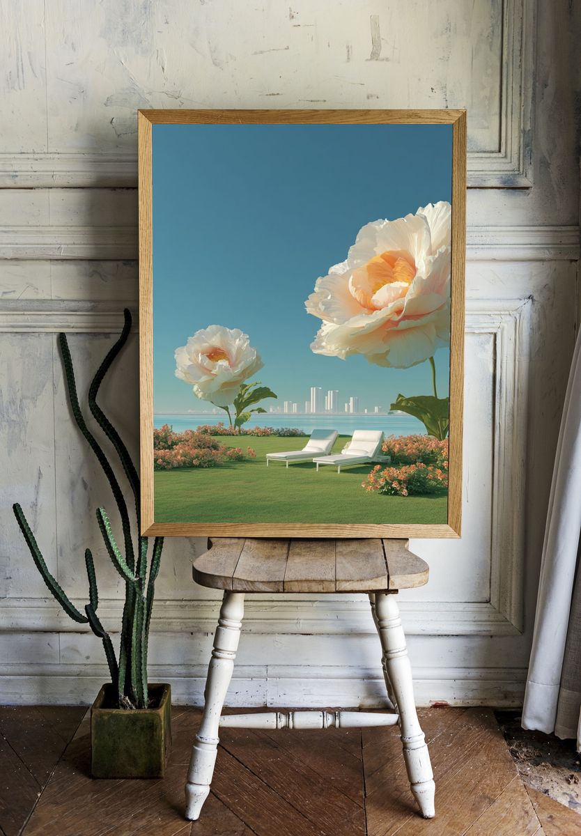 Dreamy Floral Seascape Poster. room preview