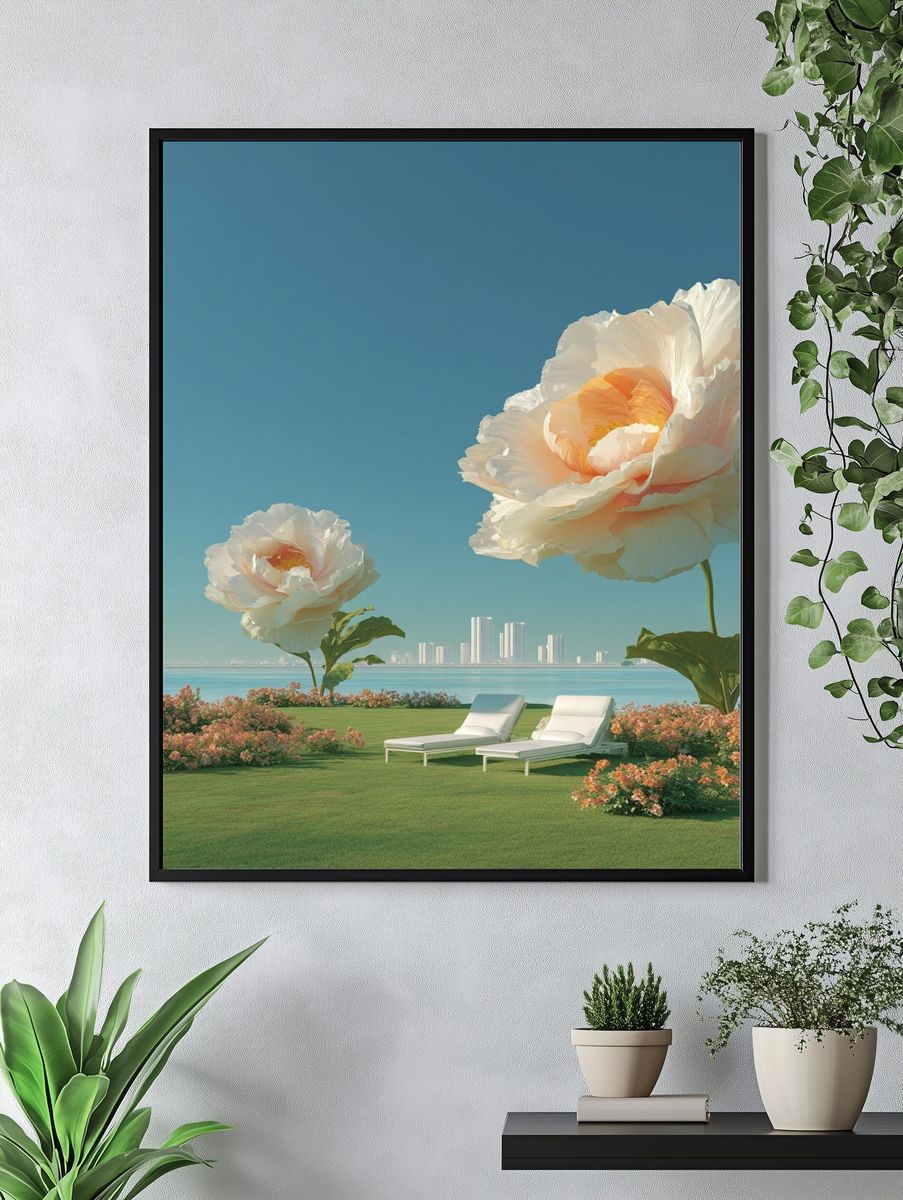 Dreamy Floral Seascape Poster. — room view 4