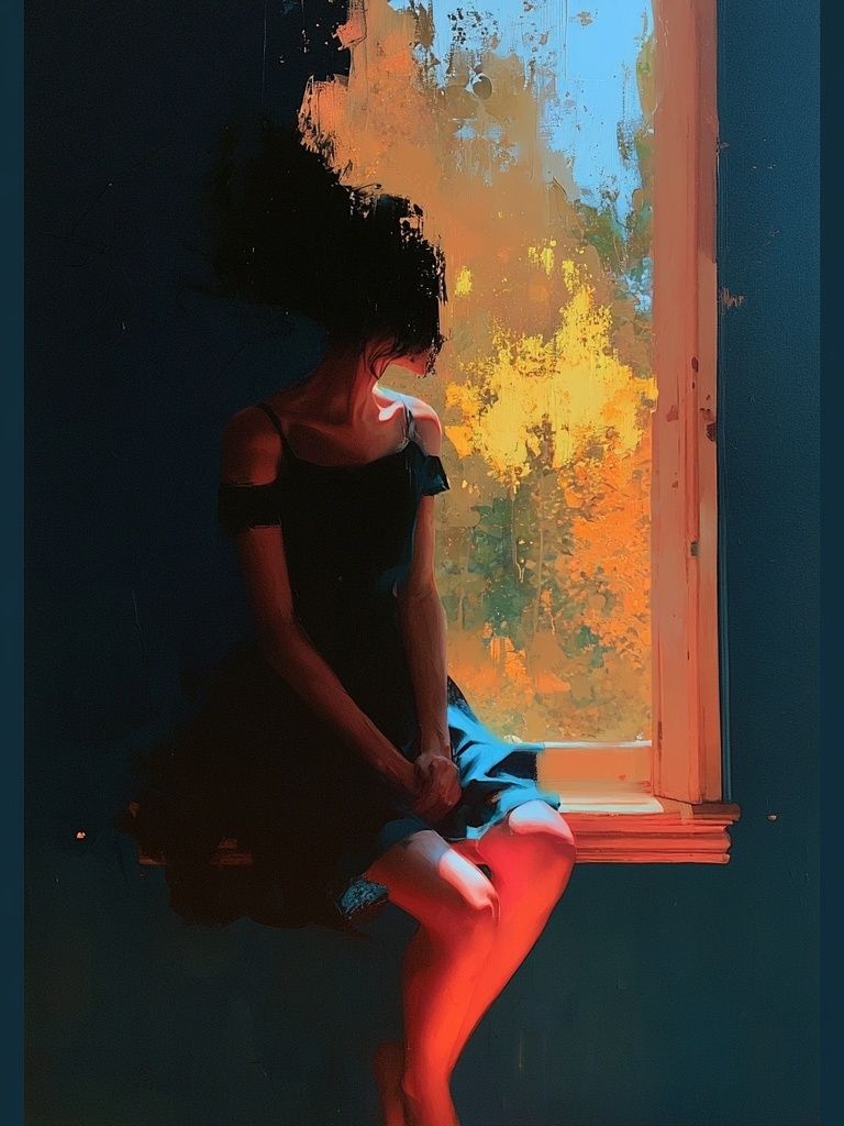 Dreamy Window Figure Illustration Poster. poster — illustration art