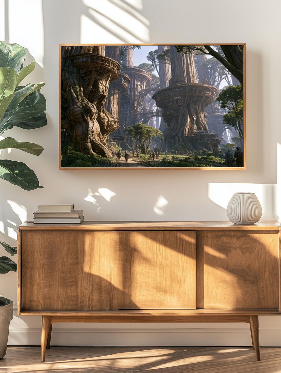 Ancient Tree City Fantasy Print. — room view 3