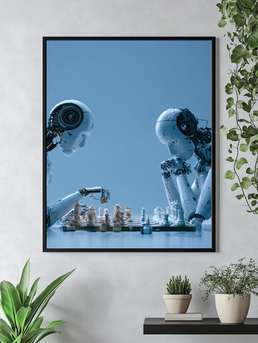 Robotic Chess Match Illustration Poster. — room view 4