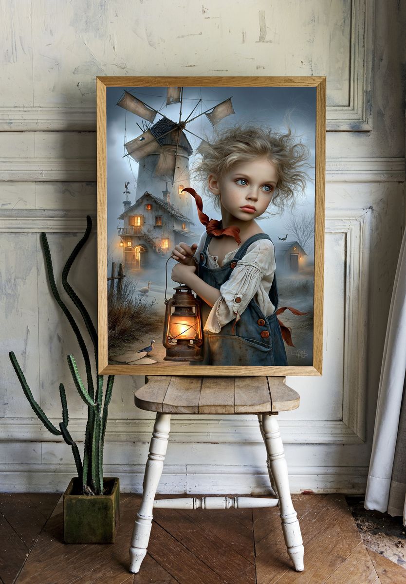 Dreamlike Girl and Windmill Poster. — room view 1