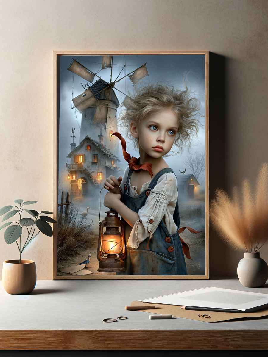 Dreamlike Girl and Windmill Poster. — room view 2