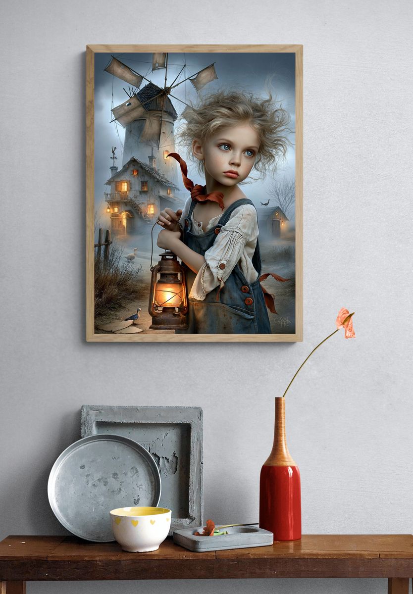 Dreamlike Girl and Windmill Poster. — room view 3