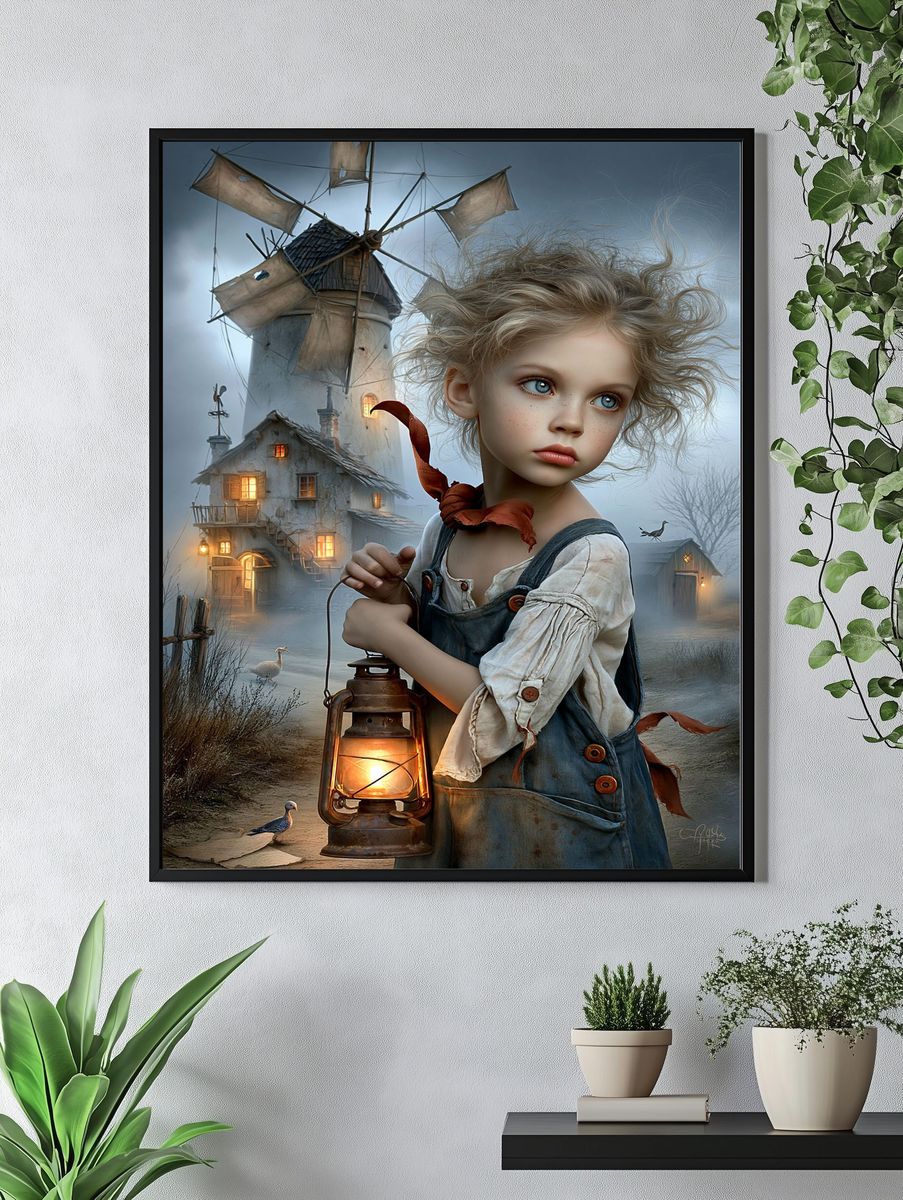 Dreamlike Girl and Windmill Poster. — room view 4