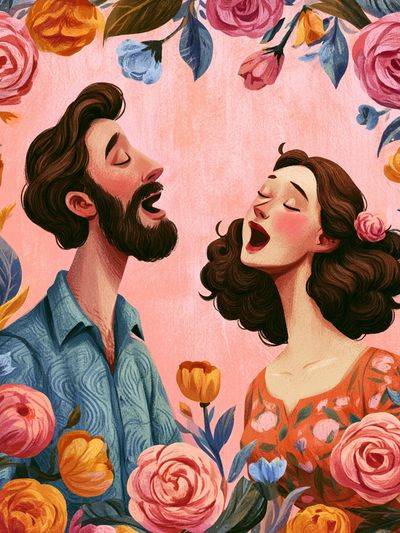 Floral Duet Illustration Poster.