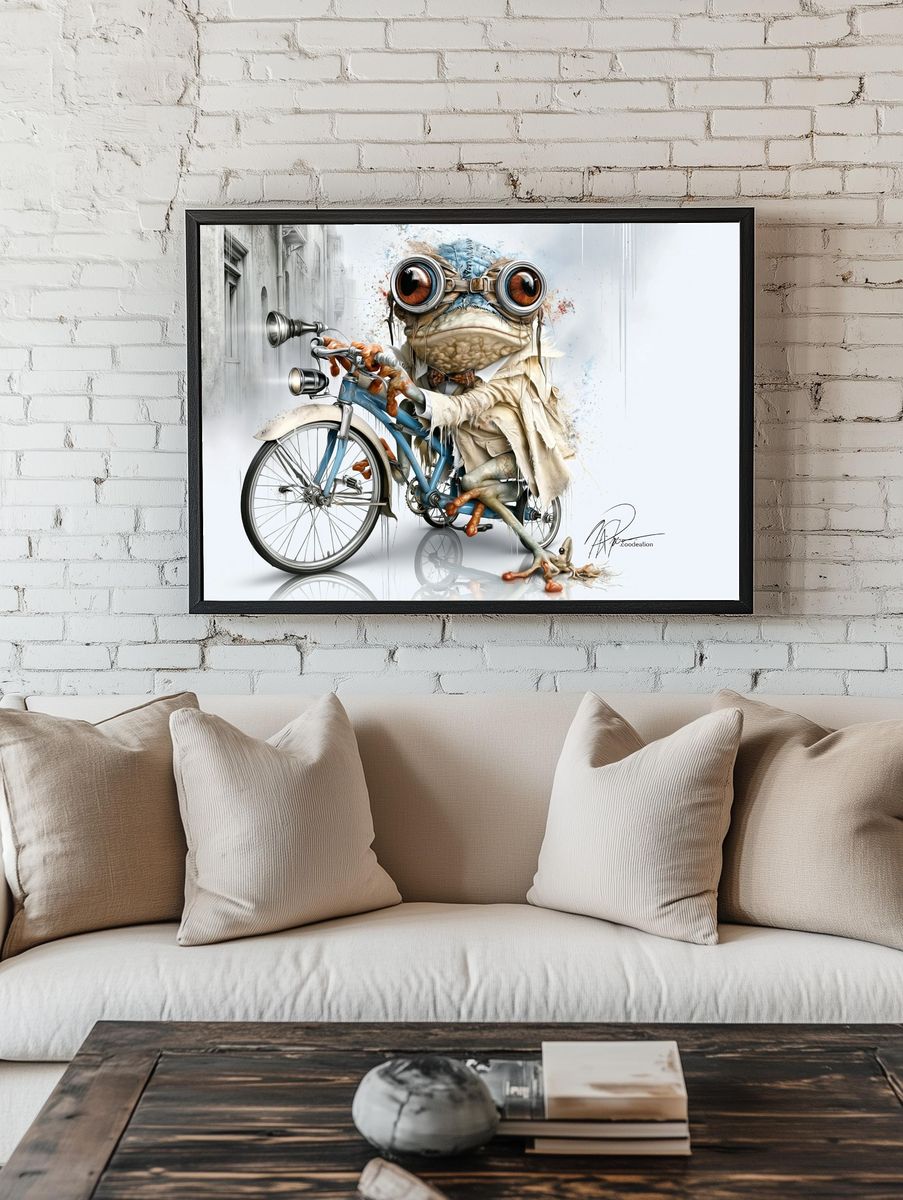 Cycling Frog Illustration Poster. room preview