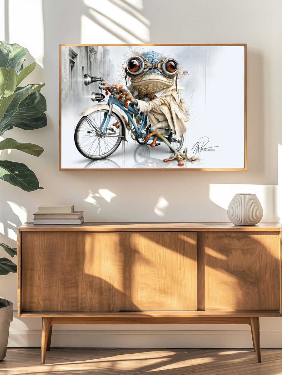 Cycling Frog Illustration Poster. — room view 3