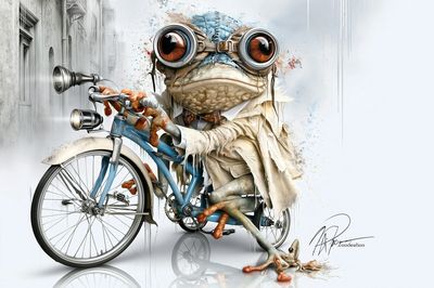 Cycling Frog Illustration Poster. poster