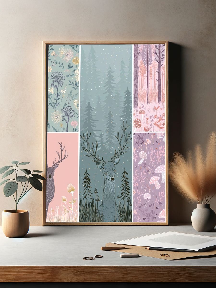 Whimsical Forest Illustration Poster. — room view 2
