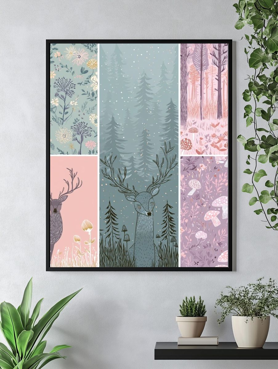 Whimsical Forest Illustration Poster. — room view 4