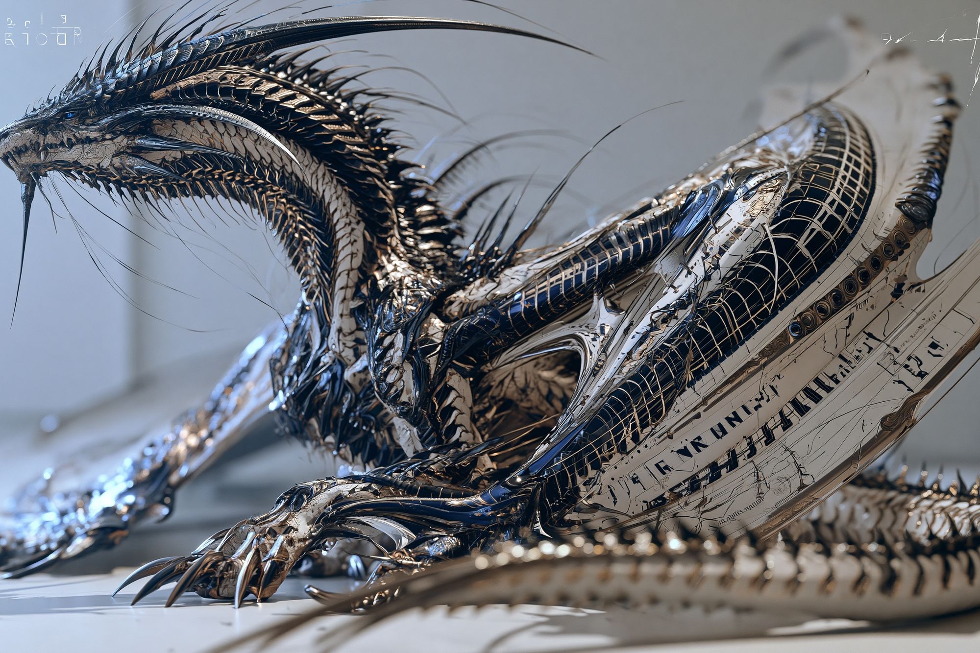 Chrome Dragon Sculpture Poster. poster detail
